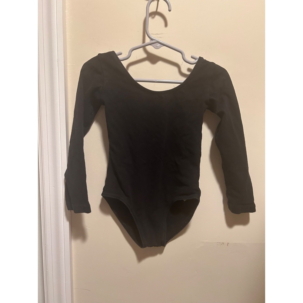 MdnMd Girls Size 110/4T Black Long Sleeve Leotard